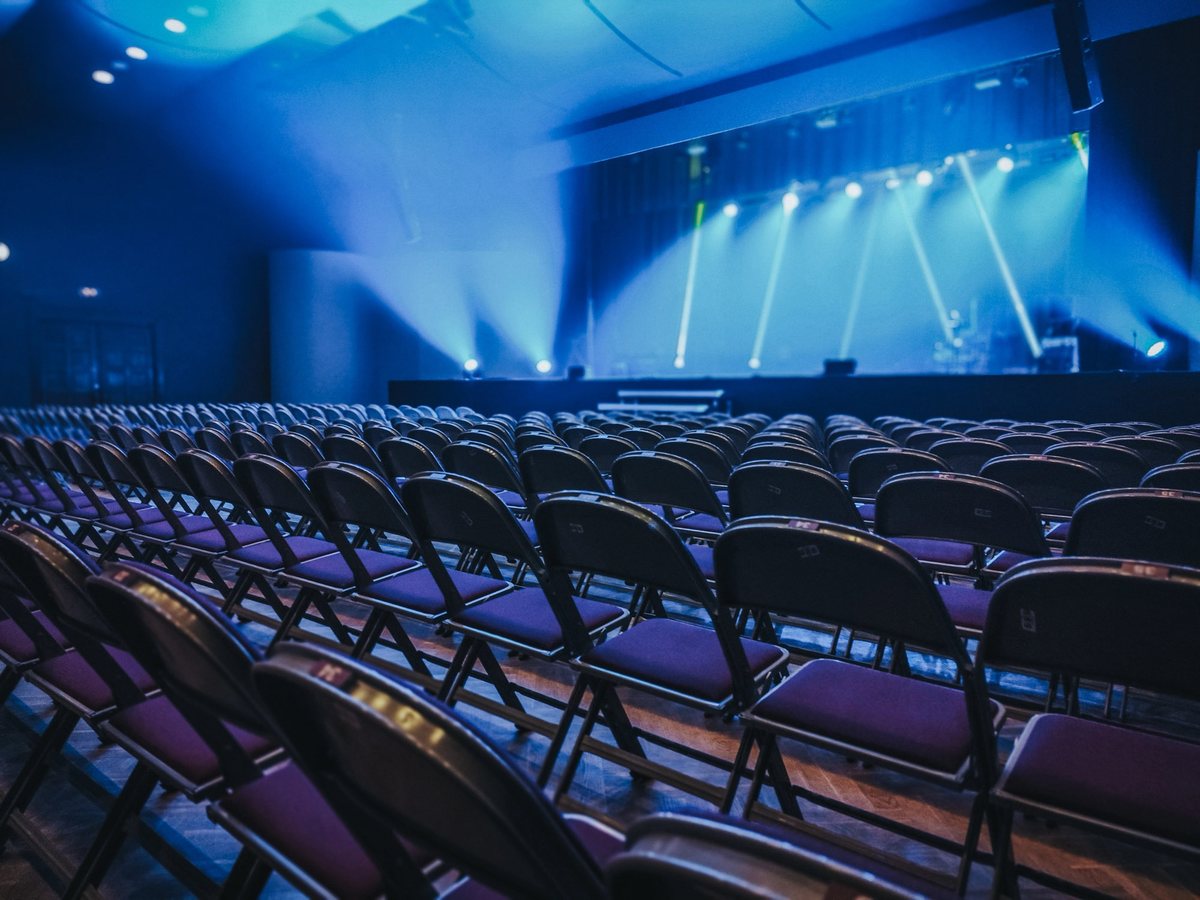 Auditorium with stage lighting