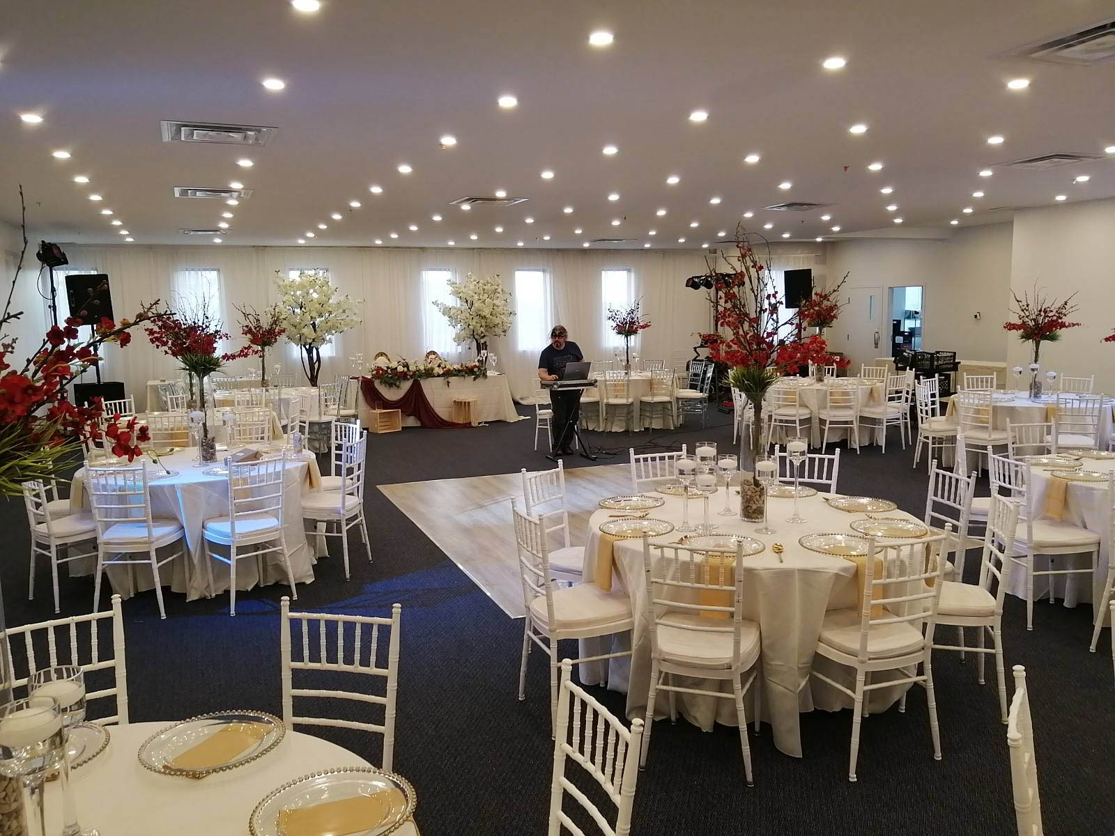 Elegant banquet hall prepared for a private event