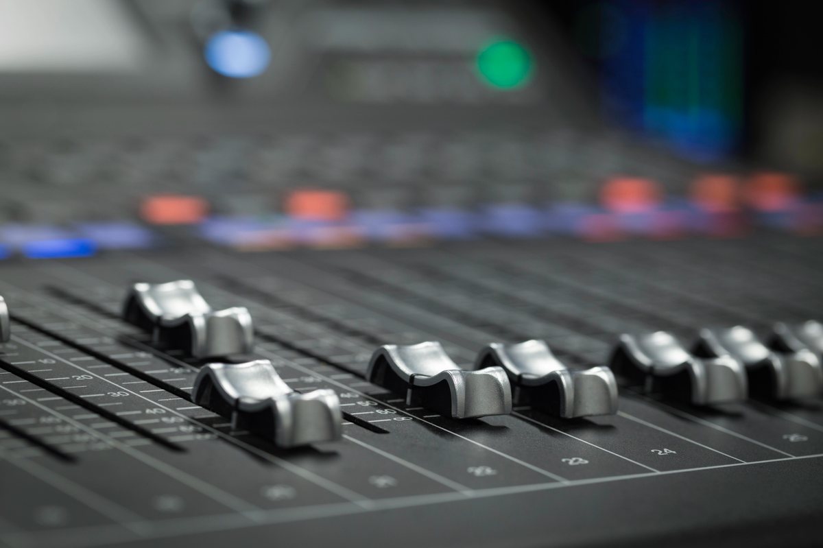 Audio mixer close up